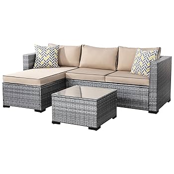 さおりん雑貨set Outsunny 5 Piece Patio Furniture Set with Sofa, Loveseat